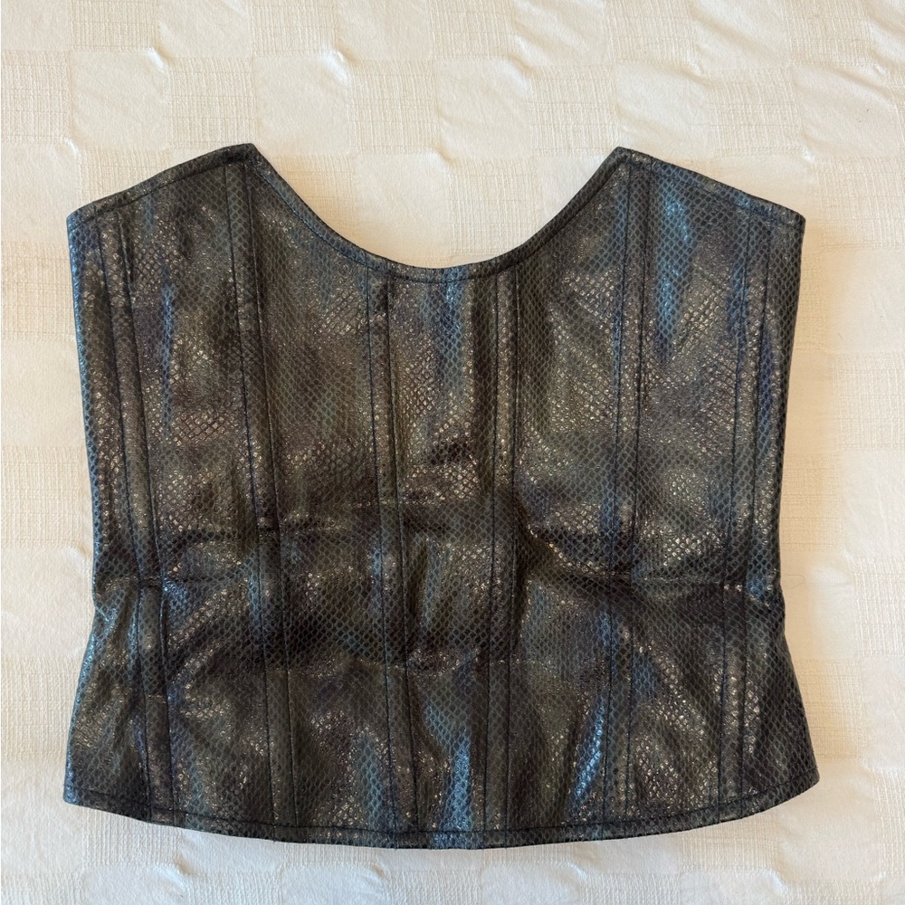 MIAOU Snakeskin Corset Top